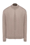 Cesare di Napoli Cashmere and silk cardigan for men, beige - 70% cashmere, 30% silk. Closure: zipper. Country of manufacture: Italy. Care: specialized cleaning - photo 1