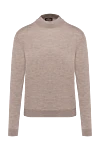 Cesare di Napoli Cashmere and silk jumper for men beige - stand collar. 70% cashmere, 30% silk. Country of manufacture: Italy. Care: specialized cleaning - photo 1