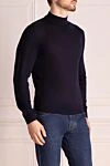 Cesare di Napoli Men's high-collared woolen jumper blue - High collar stand. 100% wool. Country of manufacture: Italy. Care: specialized cleaning - photo 3