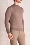 Cesare di Napoli Men's high-collared stand-up woolen sweater beige - High collar stand. 100% wool. Country of manufacture: Italy. Care: specialized cleaning - photo 3