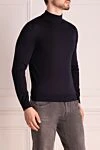 Cesare di Napoli Men's high-collared woolen jumper blue - High collar stand. 100% wool. Country of manufacture: Italy. Care: specialized cleaning - photo 3