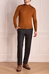 Men's high-collared stand-up woolen jumper brown Cesare di Napoli - High collar stand. 100% wool. Country of manufacture: Italy. Care: specialized cleaning - photo 2