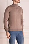 Cesare di Napoli Beige wool tee for men - 100% wool. Closure: zipper. Country of manufacture: Italy. Care: specialized cleaning - photo 3