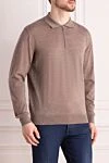 Cesare di Napoli Long sleeve woolen polo for men beige - 100% wool. Closure: buttons. Country of manufacture: Italy. Care: specialized cleaning - photo 3