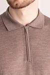 Cesare di Napoli Long sleeve woolen polo for men beige - 100% wool. Closure: buttons. Country of manufacture: Italy. Care: specialized cleaning - photo 5