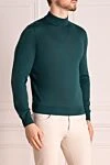 Cesare di Napoli Men's high-collar stand-up jumper made of wool green - High collar stand. 100% wool. Country of manufacture: Italy. Care: specialized cleaning - photo 3