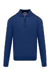 Cesare di Napoli Men's blue long sleeve wool polo - Composition: 100% wool. Closure: zipper. Country of manufacture: Italy. Care: specialized cleaning - photo 1