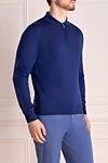 Cesare di Napoli Men's blue long sleeve wool polo - Composition: 100% wool. Closure: zipper. Country of manufacture: Italy. Care: specialized cleaning - photo 3