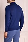 Men's blue long sleeve wool polo Cesare di Napoli - Composition: 100% wool. Closure: zipper. Country of manufacture: Italy. Care: specialized cleaning - photo 4