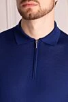 Cesare di Napoli Polo with long sleeves made of wool for men blue - 100% wool. Closure: zipper. Country of manufacture: Italy. Care: specialized cleaning - photo 5