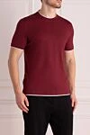 Brunello Cucinelli Футболка из хлопка мужская бордовая - окантовка воротника. 100% хлопок. Страна производитель: Италия. Уход: специализированная чистка - фото 3
