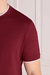 Brunello Cucinelli Футболка из хлопка мужская бордовая - окантовка воротника. 100% хлопок. Страна производитель: Италия. Уход: специализированная чистка - фото 5