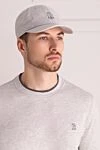 Кепка из хлопка серая мужская Brunello Cucinelli - логотип. 100% хлопок. Страна производитель: Италия. Уход: специализированная чистка - фото 2