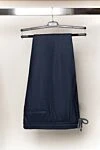 Blue woolen pants for men Brunello Cucinelli - tucks. 100% wool. button, zipper, drawstring. Country of manufacture: Italy. Care: specialized cleaning - photo 8