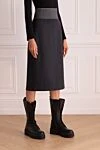 Brunello Cucinelli Юбка из хлопка серая женская - карман. 98% хлопок, 2% эластан. эластичный пояс. Страна производитель: Италия. Уход: специализированная чистка - фото 3