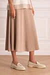 Brunello Cucinelli Юбка из хлопка бежевая женская бежевая - 100% хлопок. завязка. Страна производитель: Италия. Уход: специализированная чистка - фото 3