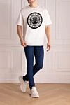 White cotton T-shirt for men Balmain - large drawing logo. 100% cotton. Country of manufacture: Italy. Care: specialized cleaning - photo 2