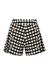 Balmain White wool and polyamide shorts for women - zipper. checkered pattern, gilded buttons. 74% wool, 26% polyamide. Country of manufacture: Italy. Care: specialized cleaning - photo 1