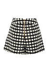 White wool and polyamide shorts for women Balmain - zipper. checkered pattern, gilded buttons. 74% wool, 26% polyamide. Country of manufacture: Italy. Care: specialized cleaning - photo 6