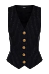 Balmain Black wool vest for women - striped pattern, gilded buttons. buttons. 98% wool, 1% polyamide, 1% polyester. Country of manufacture: Italy. Care: specialized cleaning - photo 1