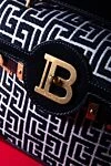 Сумка з бавовни та шкіри чорна жіноча Balmain - брендова монограма, позолочена фурнітура та металевий логотип. магнітна кнопка. 90% бавовна, 10% натуральна шкіра. Країна виробник: Італія. Догляд: спеціалізоване чищення - фото 8