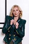 Balmain Жакет зі шкіри зелений жіночий - позолочені гудзики. нагрудна кишеня. 100% натуральна шкіра. Країна виробник: Італія. Догляд: спеціалізоване чищення - фото 9