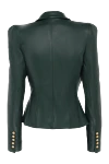 Green leather jacket for women Balmain - gold-plated buttons. chest pocket. 100% genuine leather. Country of manufacture: Italy. Care: specialized cleaning - photo 6