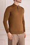 Loro Piana Polo with long sleeves made of wool for men brown - 100% wool. Closure: zipper. Country of manufacture: Italy. Care: specialized cleaning - photo 3