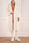 White wool coat for women Heresis - 100% wool. belt. two side pockets. Country of manufacture: Italy. Care: specialized cleaning - photo 2