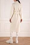 White wool coat for women Heresis - 100% wool. belt. two side pockets. Country of manufacture: Italy. Care: specialized cleaning - photo 4