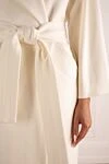 White wool coat for women Heresis - 100% wool. belt. two side pockets. Country of manufacture: Italy. Care: specialized cleaning - photo 6