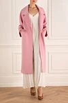 Pink wool coat for women Heresis - Fastener: belt. wide collar. two side pockets. 100% wool. Country of manufacture: Italy. Care: specialized cleaning - photo 2