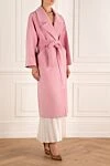 Heresis Pink wool coat for women - Fastener: belt. wide collar. two side pockets. 100% wool. Country of manufacture: Italy. Care: specialized cleaning - photo 3