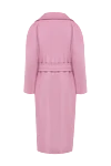 Pink wool coat for women Heresis - Fastener: belt. wide collar. two side pockets. 100% wool. Country of manufacture: Italy. Care: specialized cleaning - photo 6