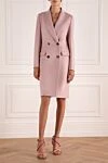 Pink wool coat for women Heresis - Fastener: button. wide collar. two side pockets. 100% wool. Country of manufacture: Italy. Care: specialized cleaning - photo 2