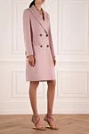 Heresis Pink wool coat for women - Fastener: button. wide collar. two side pockets. 100% wool. Country of manufacture: Italy. Care: specialized cleaning - photo 3