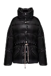 Khrisjoy Black polyamide down jacket for women - buttons, tie. collar stand. Pocket: two side pockets. 100% polyamide. Country of manufacture: Italy. Care: specialized cleaning - photo 1