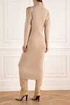 Beige dress for women D.Exterior - high neck, cut on the shoulders. 70% wool, 20% silk, 10% cashmere. Country of manufacture: Italy. Care: specialized cleaning - photo 4