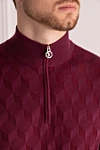 Stefano Ricci Троєр чоловічий бордовий - Структурний візерунок. 50% вовна, 40% шовк, 10% кашемір. блискавка. Країна виробник: Італія. Догляд: спеціалізоване чищення - фото 5