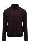 Stefano Ricci Men's brown long sleeve polo shirt with buttons - diamond pattern. 50% wool, 40% silk, 10% cashmere. Closure: buttons. Country of manufacture: Italy. Care: specialized cleaning - photo 1