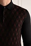 Stefano Ricci Men's brown long sleeve polo shirt with buttons - diamond pattern. 50% wool, 40% silk, 10% cashmere. Closure: buttons. Country of manufacture: Italy. Care: specialized cleaning - photo 5