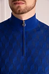 Stefano Ricci Троєр чоловічий синій - Структурний візерунок. 50% вовна, 40% шовк, 10% кашемір. блискавка. Країна виробник: Італія. Догляд: спеціалізоване чищення - фото 5