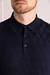 Stefano Ricci Поло з довгим рукавом чоловіче темно-синє на удзиках - фактурний візерунок. 50% вовна, 40% шовк, 10% кашемір. гудзики. Країна виробник: Італія. Догляд: спеціалізоване чищення - фото 5