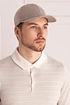 Beige men's cap Cesare di Napoli - 40% cotton, 37% wool, 23% silk. Country of manufacture: Italy. Care: specialized cleaning - photo 2