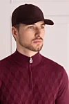 Men's burgundy wool and polyamide cap Cesare di Napoli - 54% wool, 46% polyamide. Country of manufacture: Italy. Care: specialized cleaning - photo 2