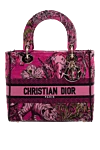 Dior Pink cotton bag for women - floral pattern, gold-plated logo. 100% cotton. Country of manufacture: Italy. Care: specialized cleaning - photo 1