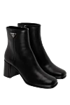 Prada Black leather ankle boots for women - logo. 100% genuine leather. Heel height: 7 centimeters. zipper. Country of manufacture: Italy. Care: specialized cleaning - photo 3