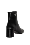 Black leather ankle boots for women Prada - logo. 100% genuine leather. Heel height: 7 centimeters. zipper. Country of manufacture: Italy. Care: specialized cleaning - photo 4