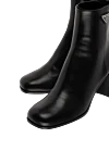 Prada Women's black leather ankle boots - logo. 100% genuine leather. Heel height: 7 centimeters. zipper. Country of manufacture: Italy. Care: specialized cleaning - photo 5