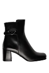 Prada Black leather ankle boots for women - logo. 100% genuine leather. Heel height: 7 centimeters. zipper. Country of manufacture: Italy. Care: specialized cleaning - photo 1